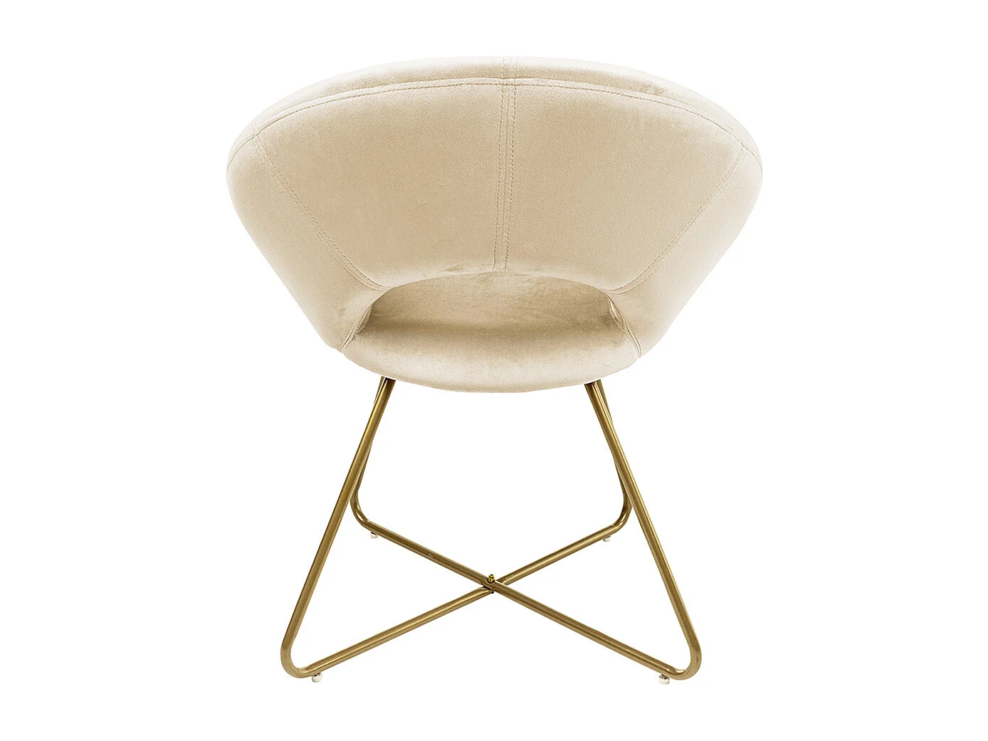 Chaise design SELESA velours beige avec accoudoirs, structure métal doré, confort dossier arrondi, 120 kg