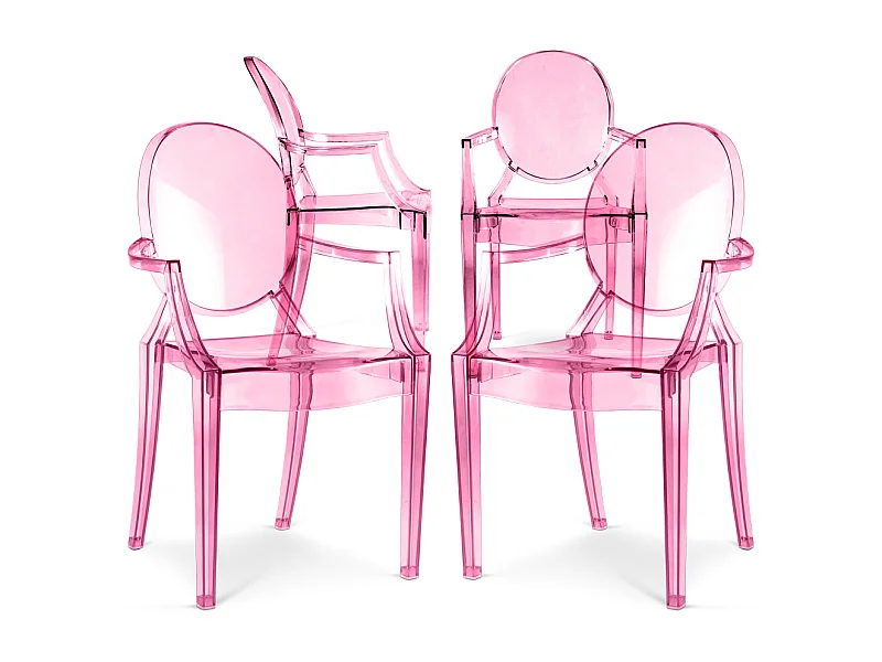 Confezione da 4 sedie da pranzo - Trasparente - Design con braccioli - Louis XIV