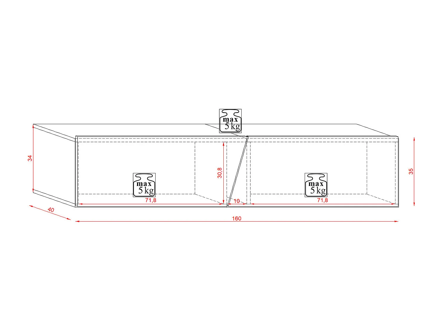 Mobile TV Slant Wotan eiken 160 cm LED