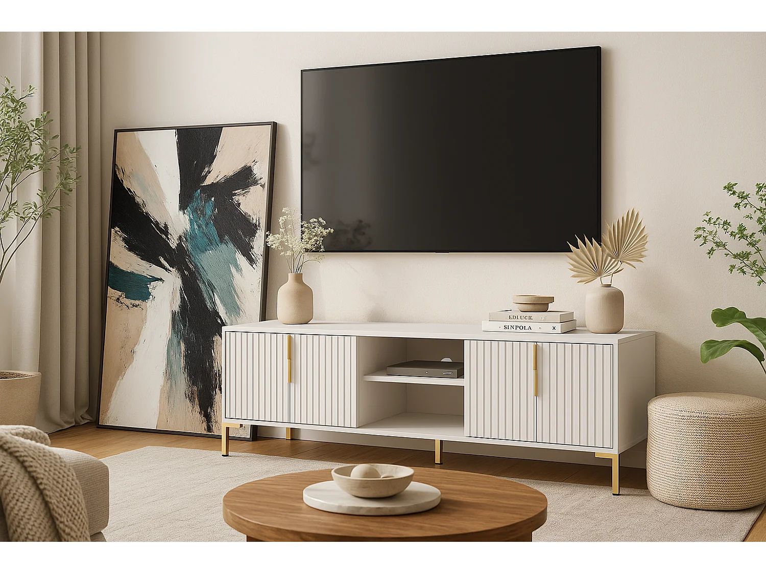 tv-meubel Flinn 4D 165 cm Wit