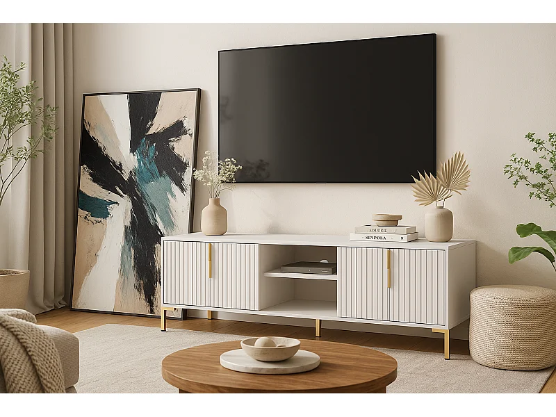 tv-meubel Flinn 4D 165 cm Wit