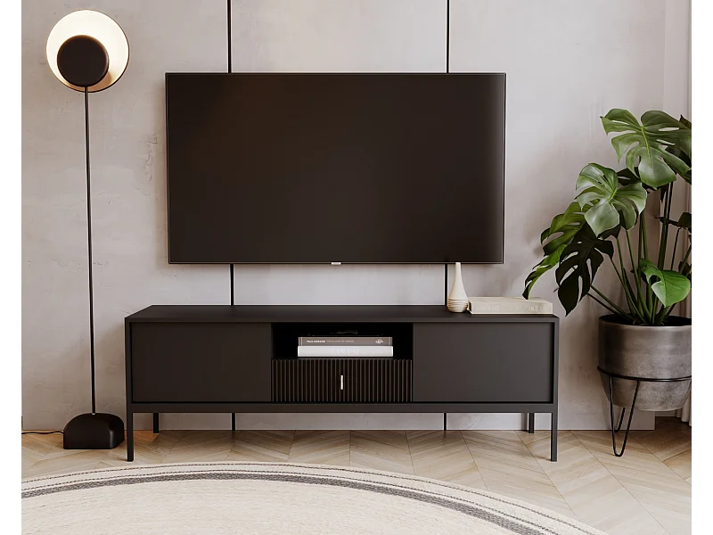 Meuble TV Maggiore 2P1T noir/noir/noir