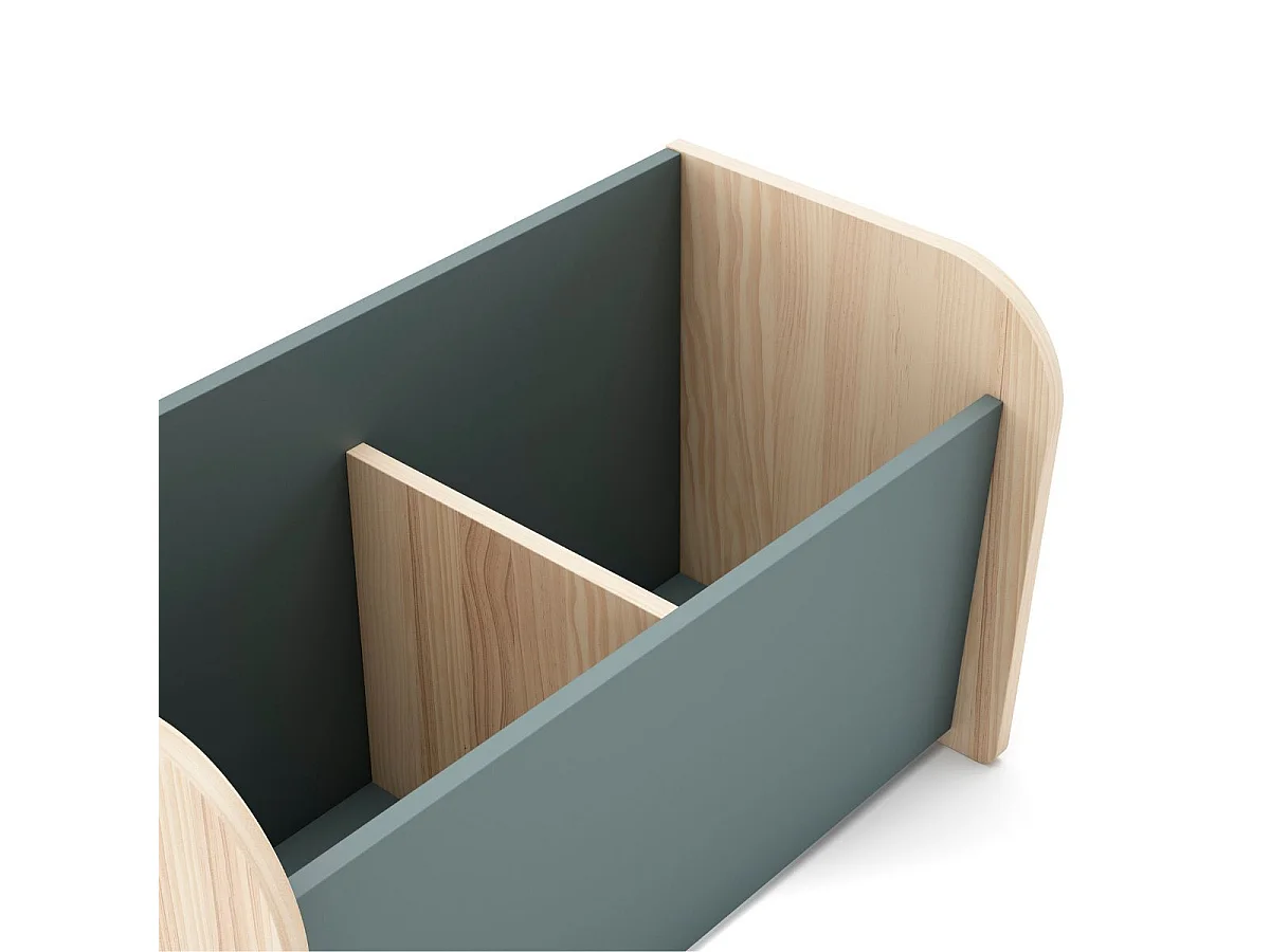 Coffre à jouet en pin massif naturel et MDF laqué vert kaki - KAINA