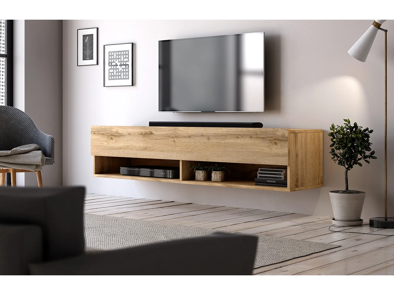 tv-meubel Derby 140 cm eiken Wotan