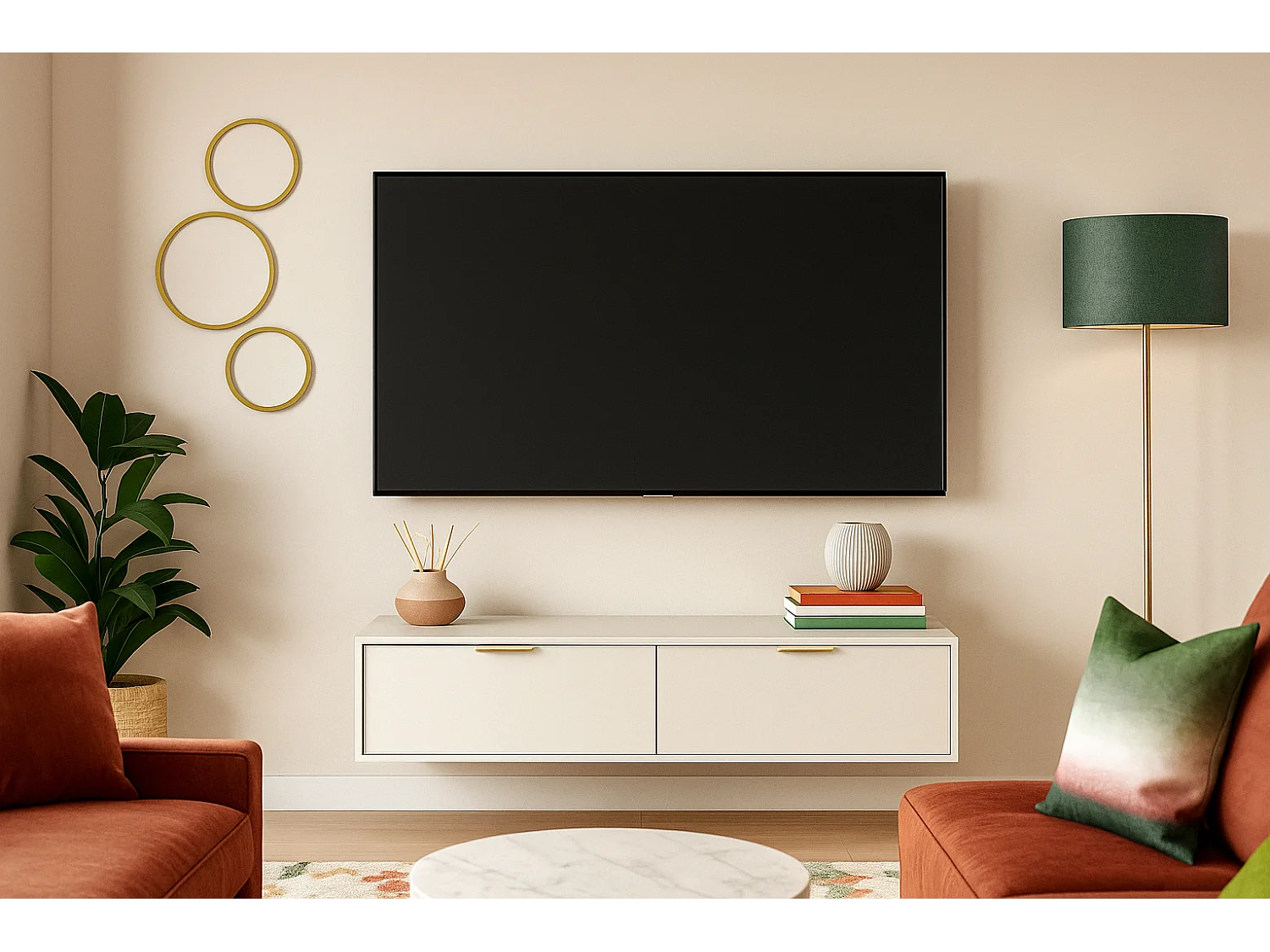 Meuble TV mural Lexa 140 cm Blanc