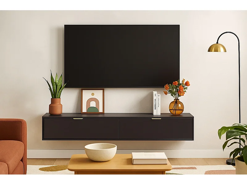 Wand-tv-meubel Lexa 175 cm Zwart