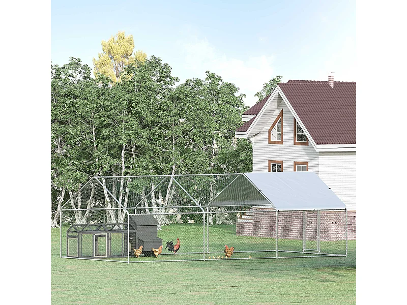 Pollaio da giardino con rete esagonale in metallo galvanizzato