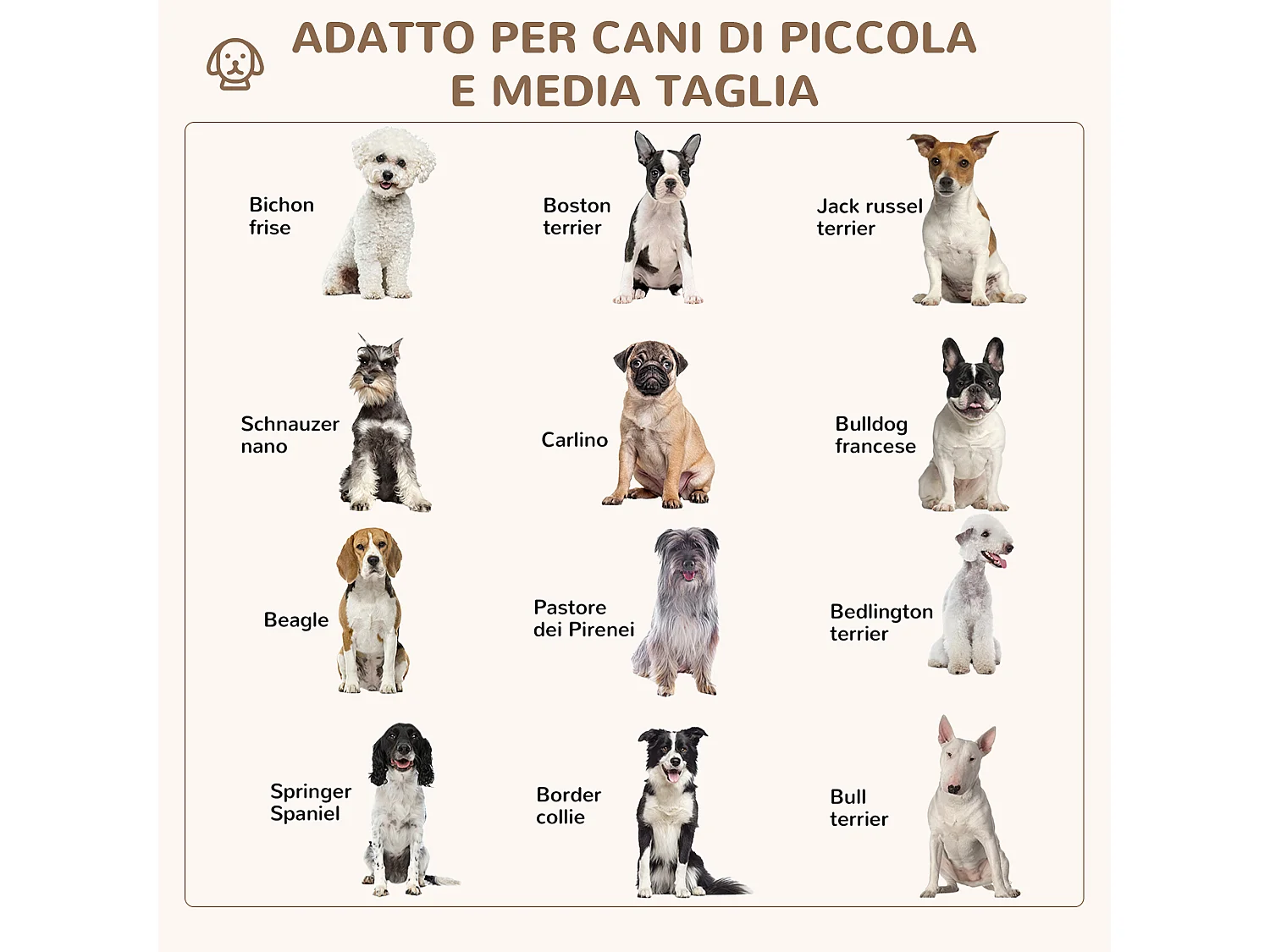 Lettino per cani imbottito con cuscino e bordi rialzati grigio