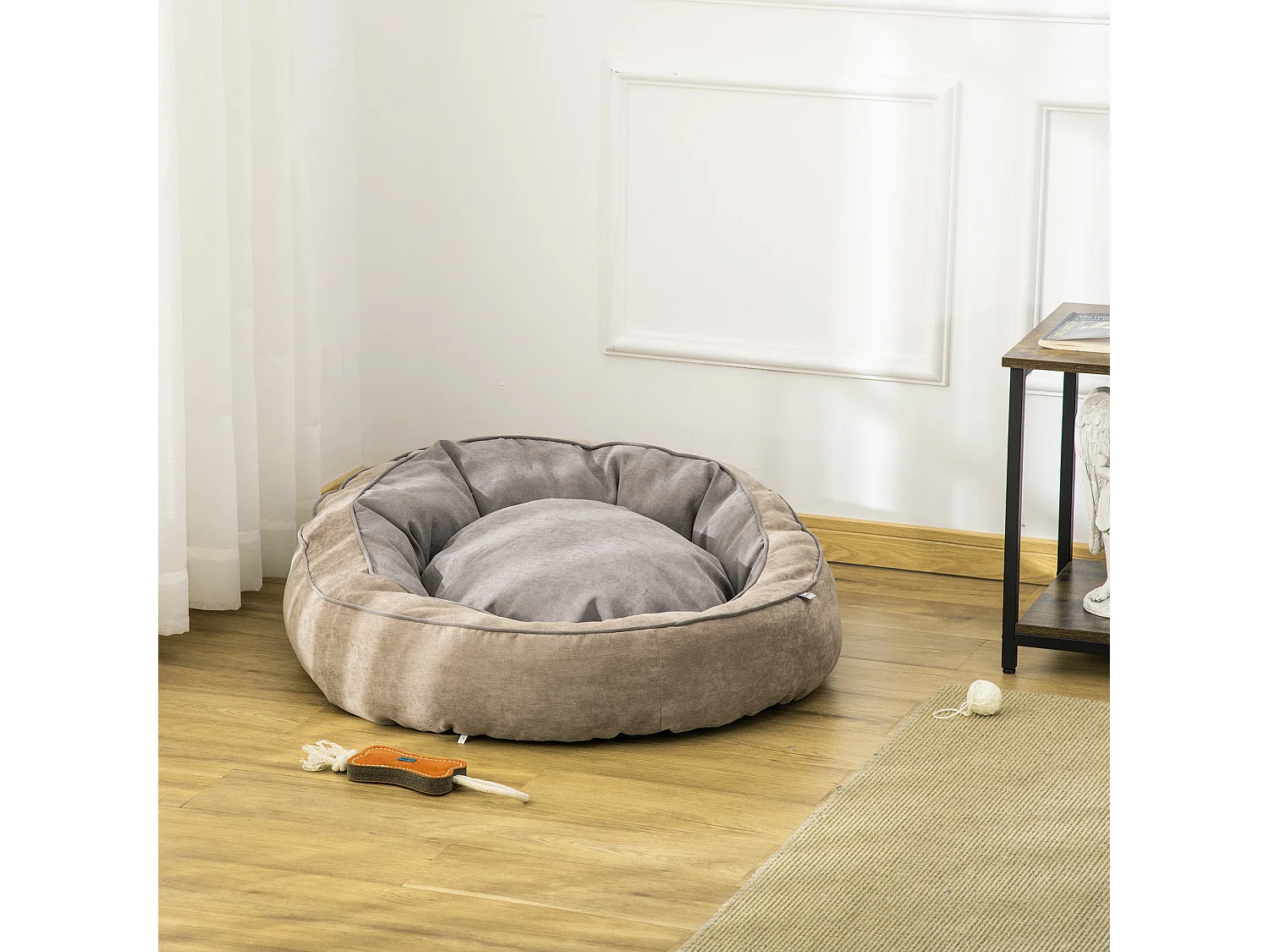 Lettino per cani imbottito con cuscino e bordi rialzati grigio