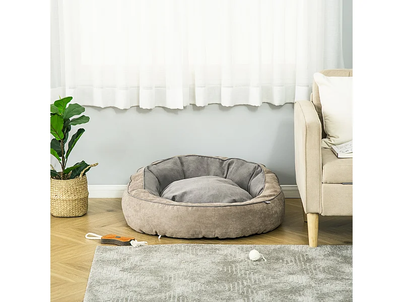 Lettino per cani imbottito con cuscino e bordi rialzati grigio