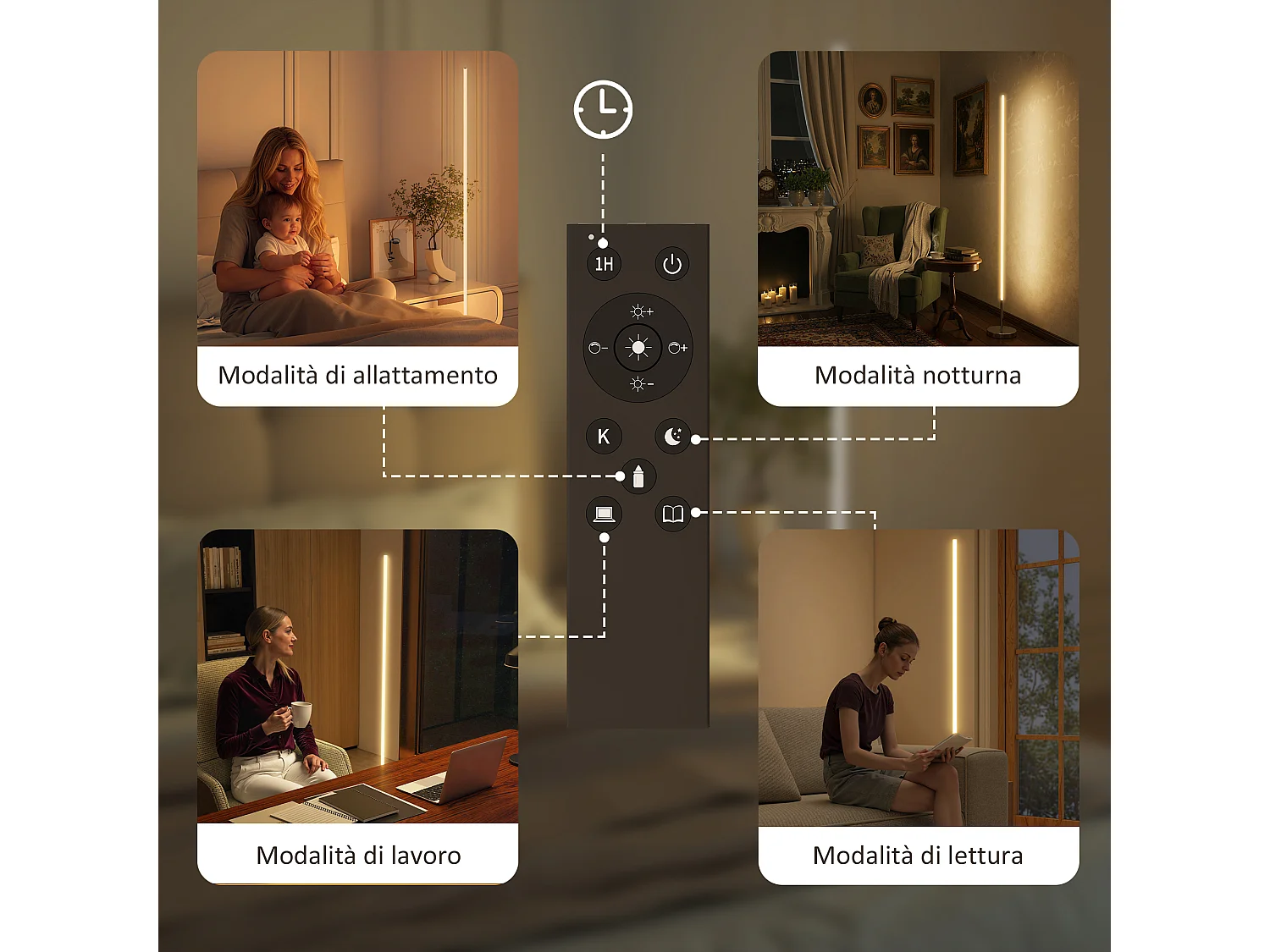 lampada da terra led alta 150 cm con temperatura del colore e luminosità regolabile