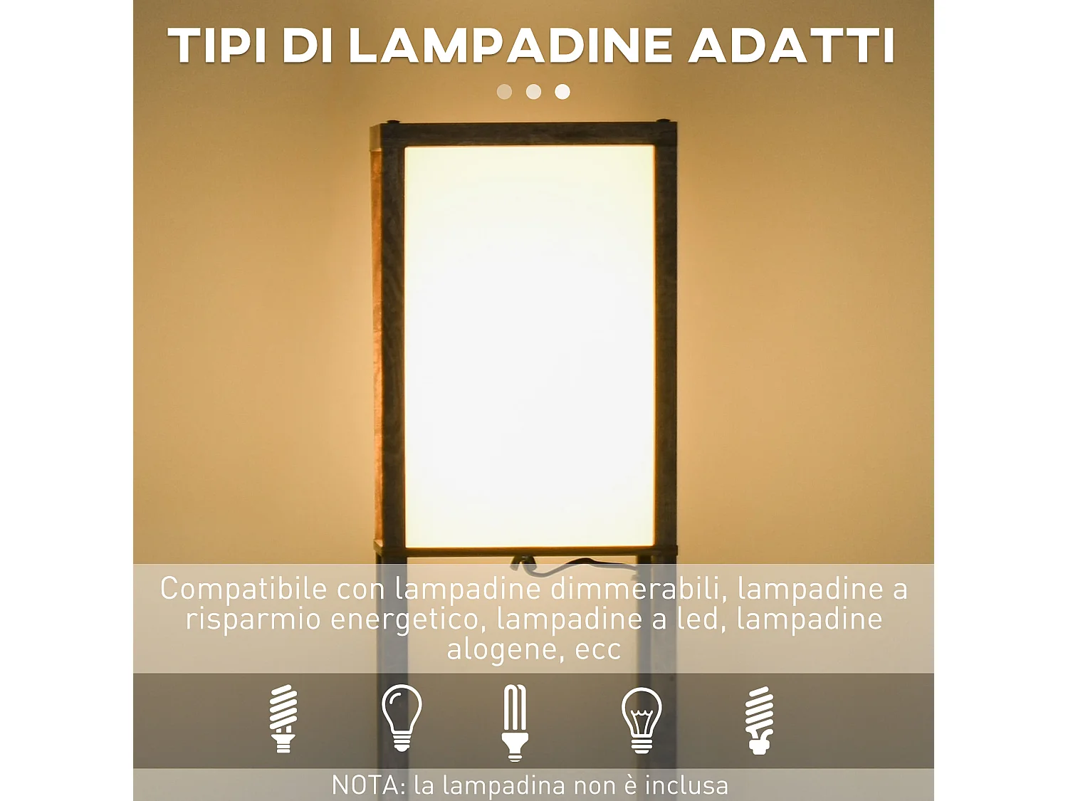 lampada a terra 40w con 3 mensole integrate e interruttore a pedale