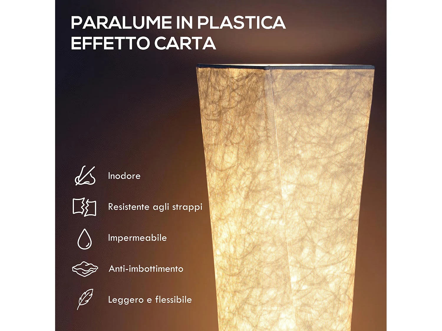 Lampada da terra moderna con luce regolabile su 3 livelli e interruttore a pedale