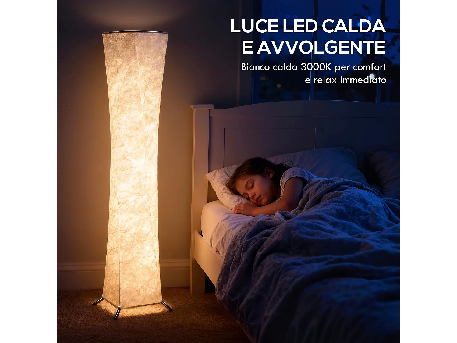 Lampada da terra moderna con luce regolabile su 3 livelli e interruttore a pedale