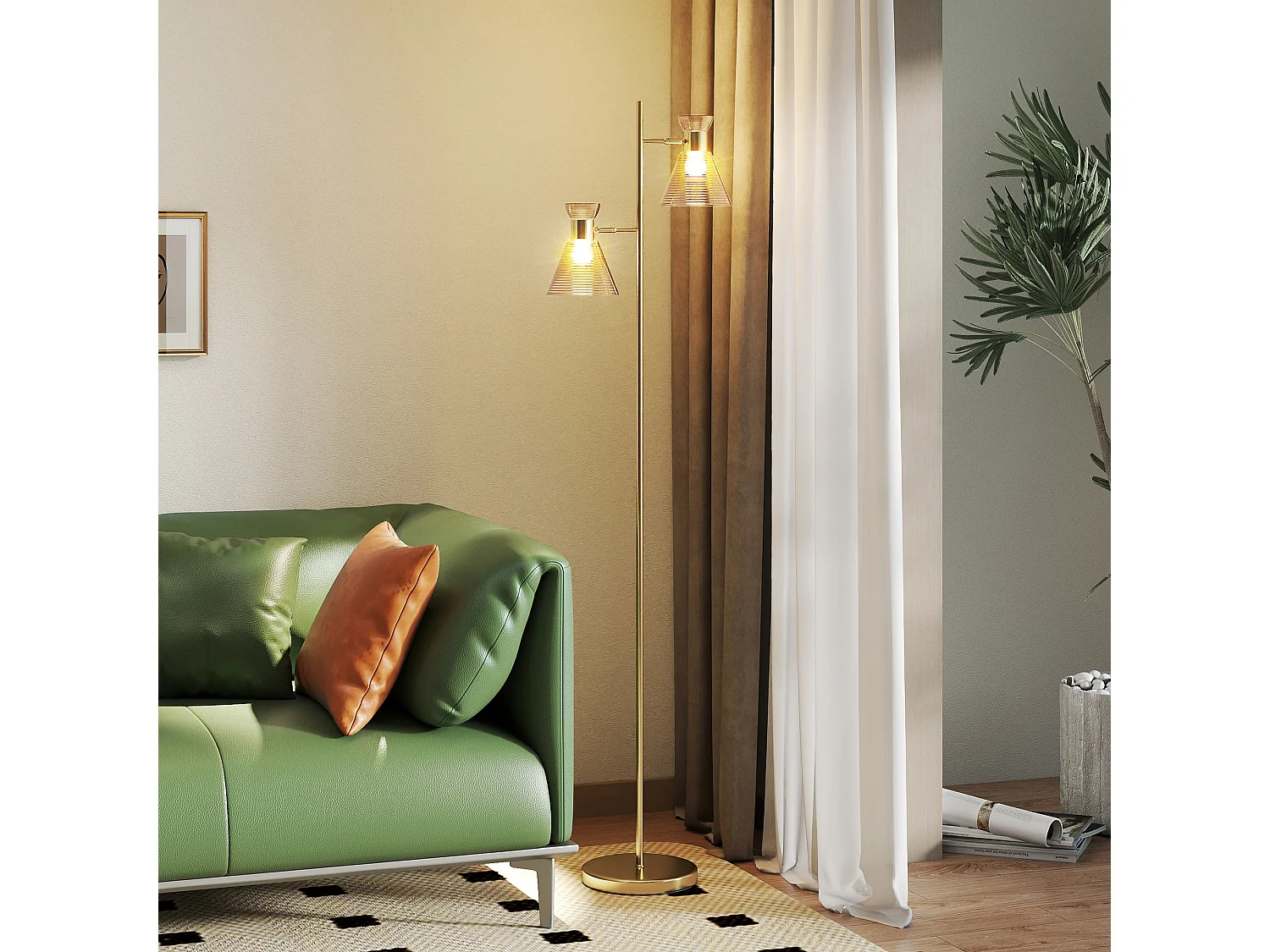 lampada da terra con 2 punti luce regolabili