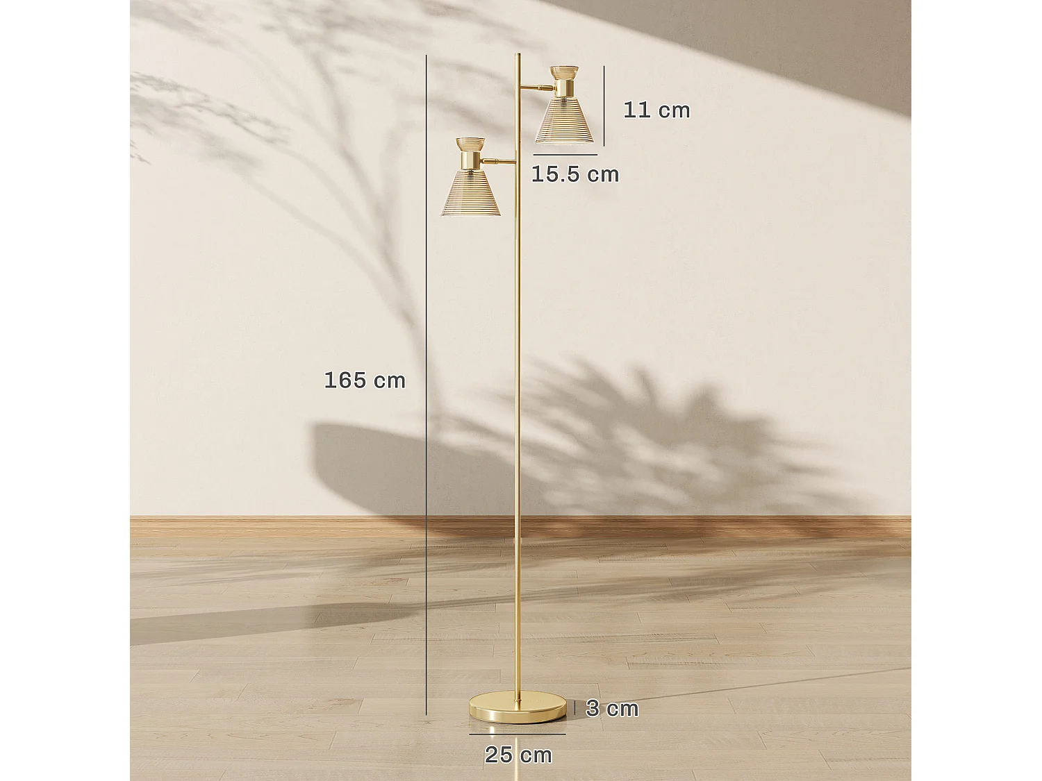 lampada da terra con 2 punti luce regolabili