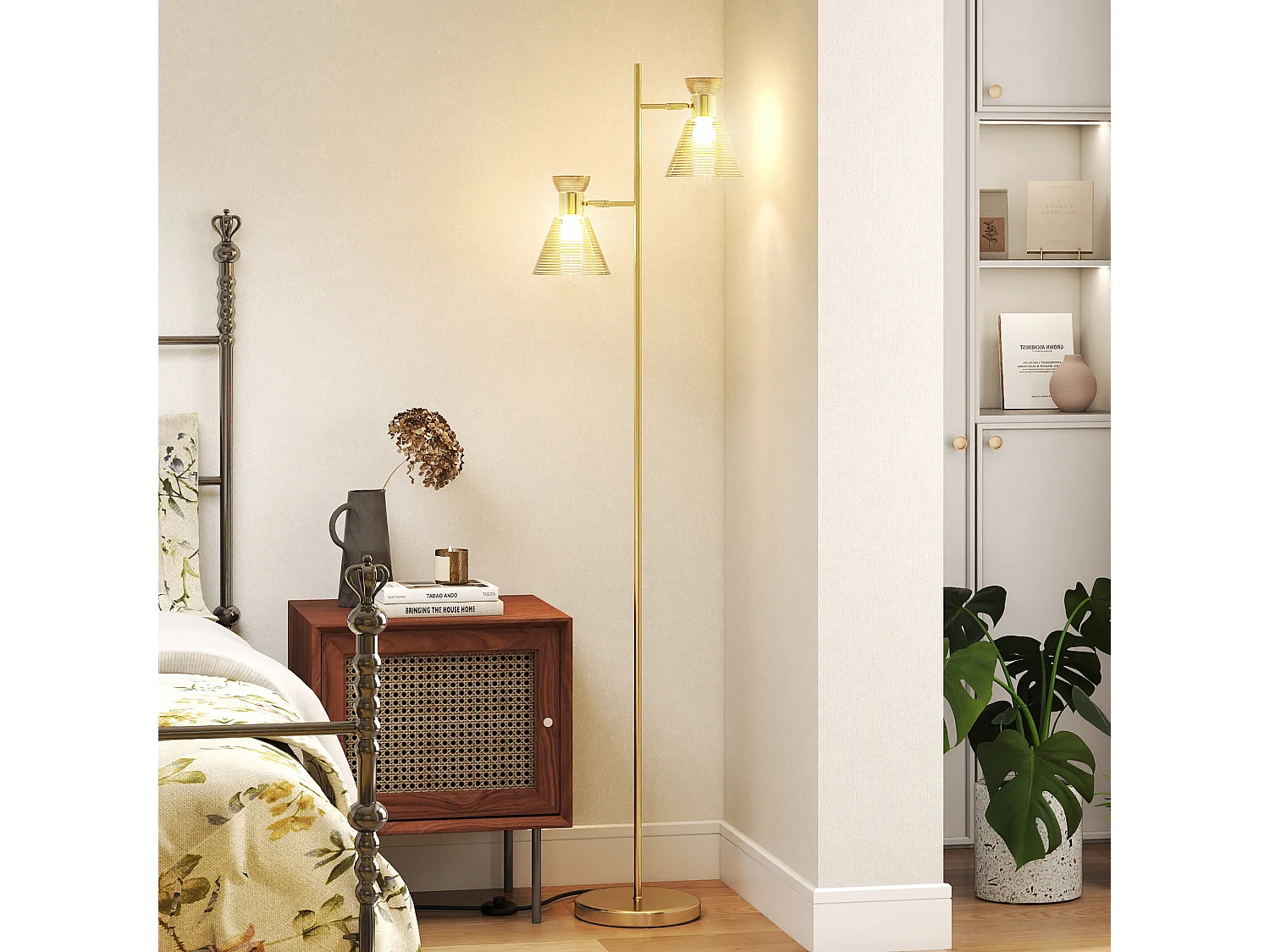 lampada da terra con 2 punti luce regolabili