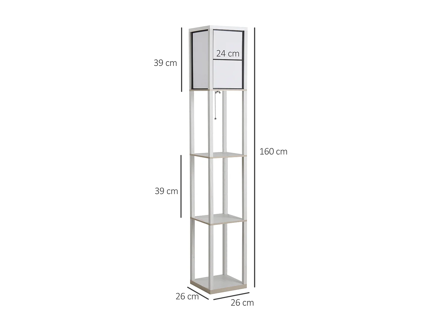 Lampada a terra 40w con 3 mensole integrate e interruttore a pedale