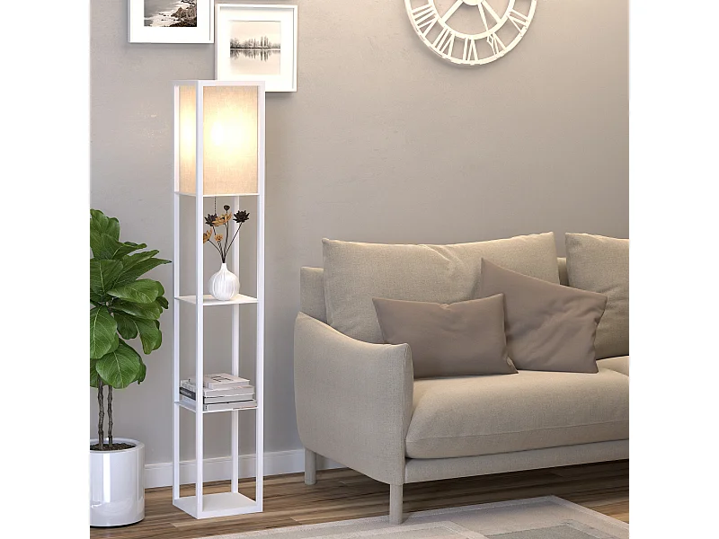 Lampada a terra 40w con 3 mensole integrate e interruttore a pedale