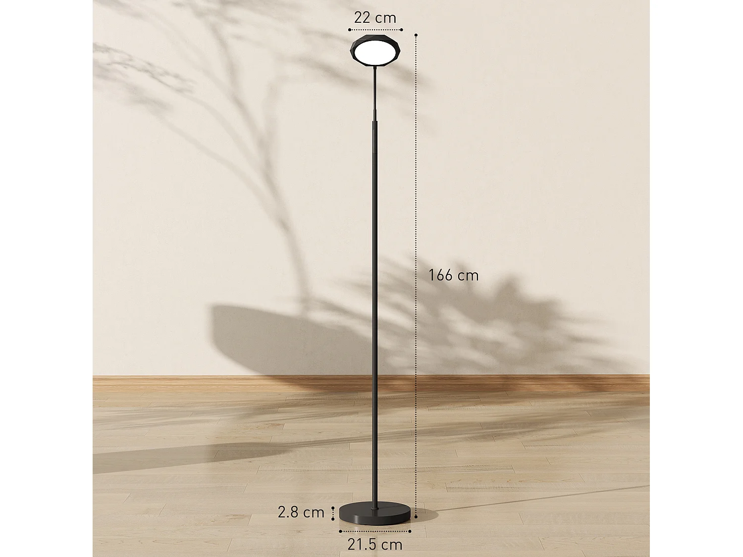 Lampada da terra led regolabile con telecomando magnetico e controlli touch