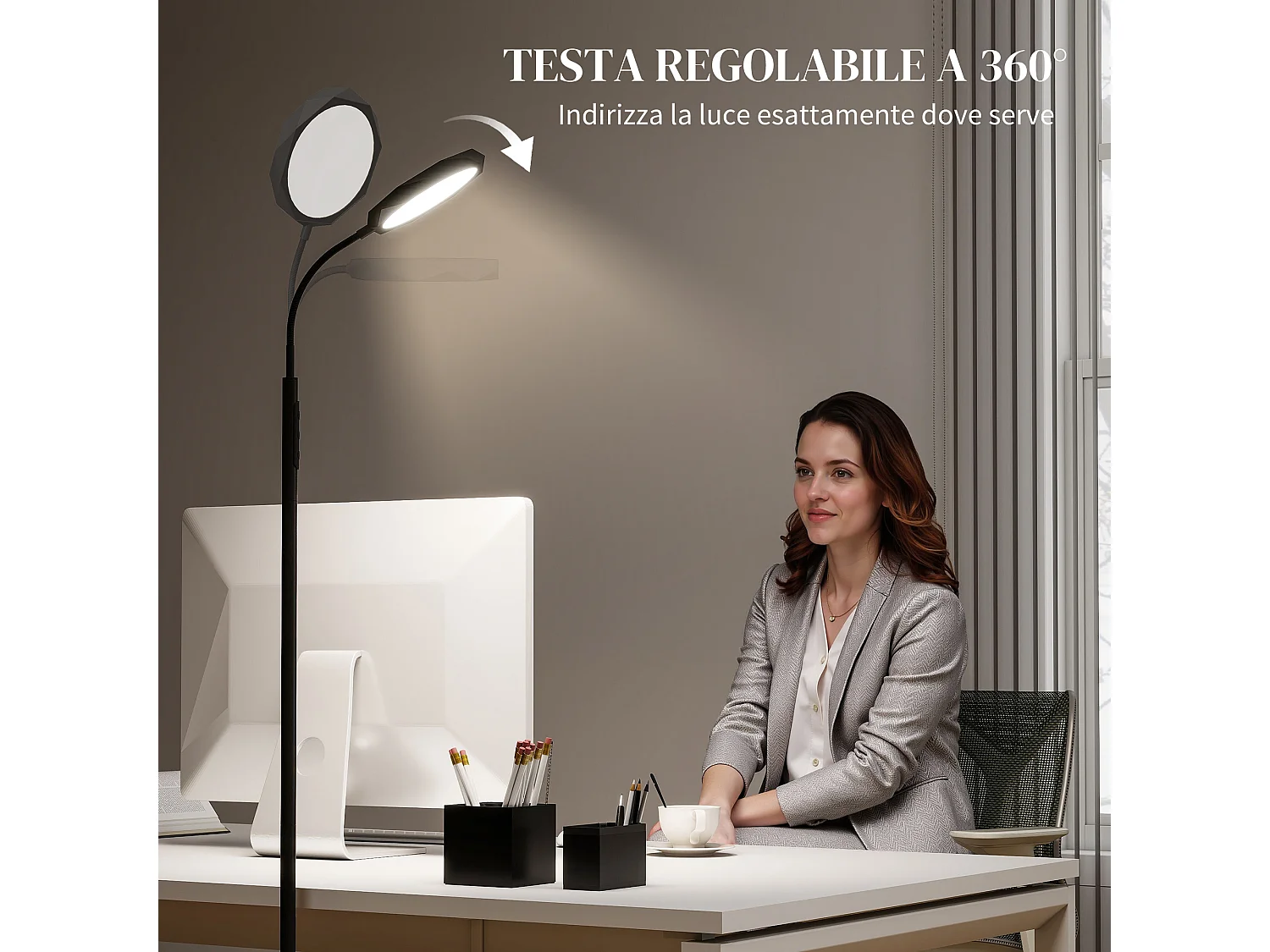 Lampada da terra led regolabile con telecomando magnetico e controlli touch