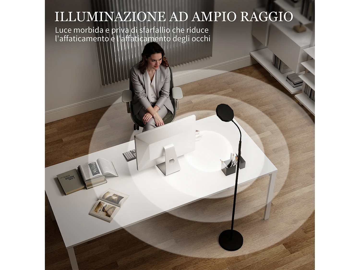 Lampada da terra led regolabile con telecomando magnetico e controlli touch