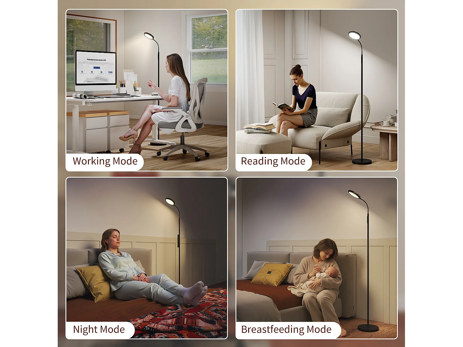 Lampada da terra led regolabile con telecomando magnetico e controlli touch