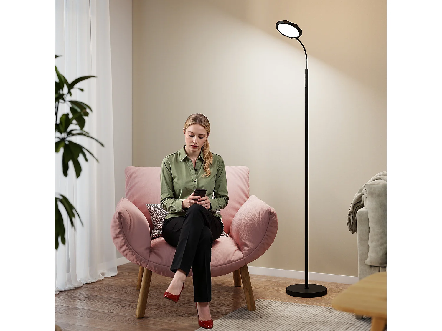 Lampada da terra led regolabile con telecomando magnetico e controlli touch