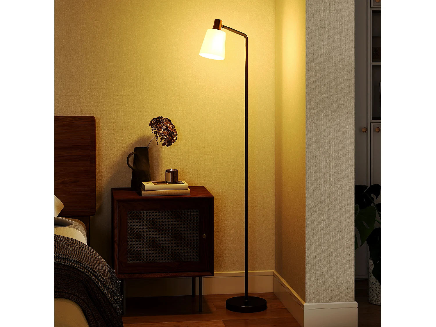 lampada da terra led regolabile con testa girevole a 350°