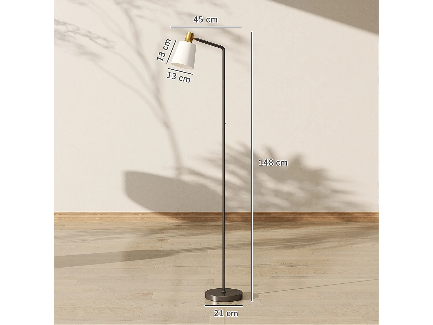 lampada da terra led regolabile con testa girevole a 350°