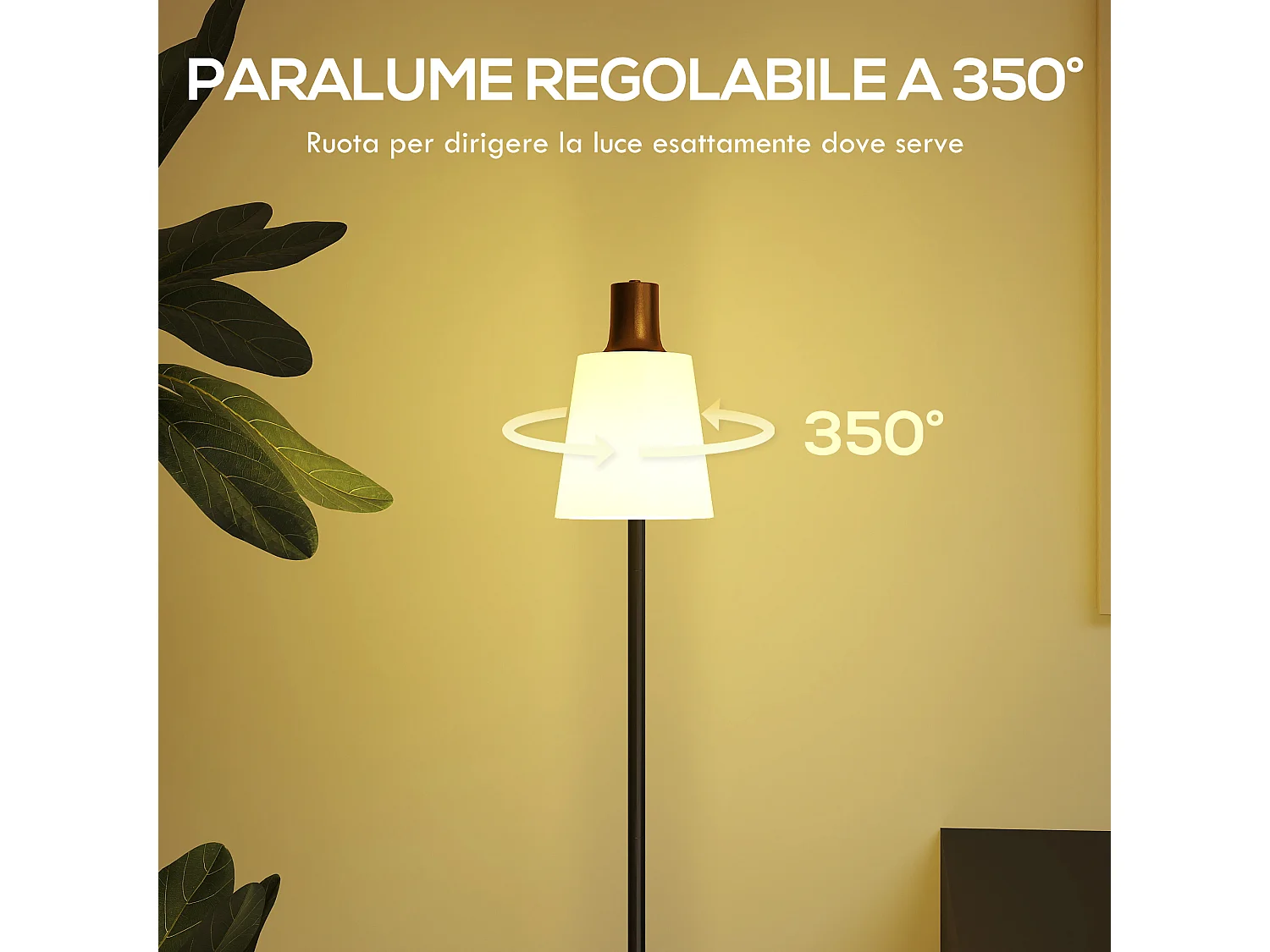 lampada da terra led regolabile con testa girevole a 350°
