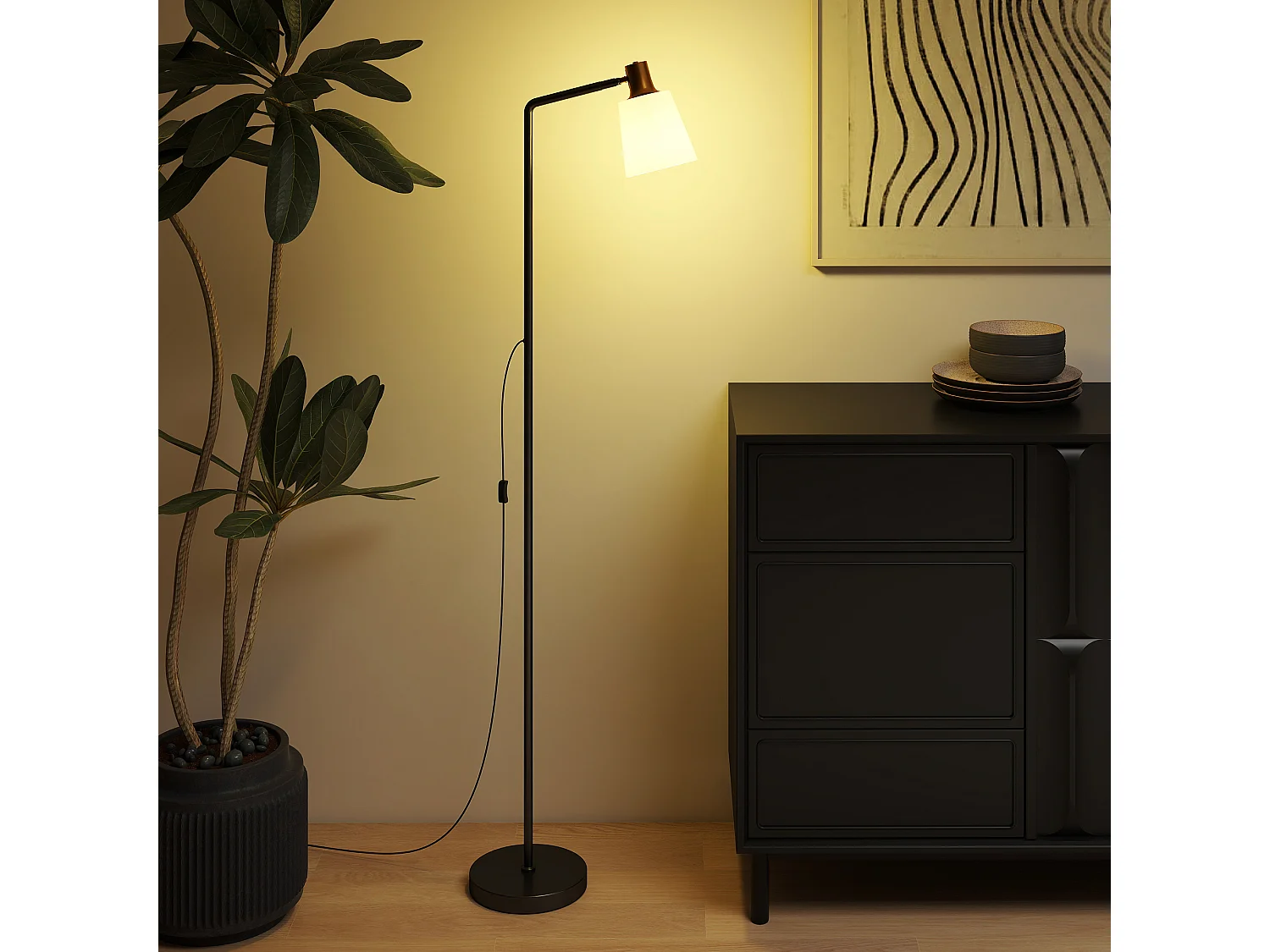 lampada da terra led regolabile con testa girevole a 350°