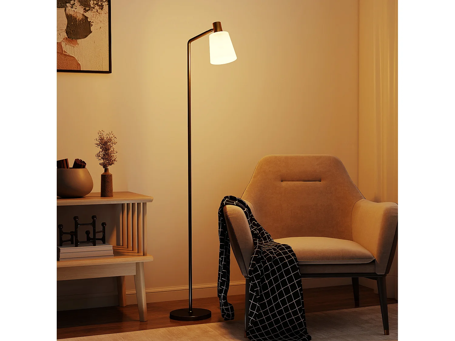 lampada da terra led regolabile con testa girevole a 350°