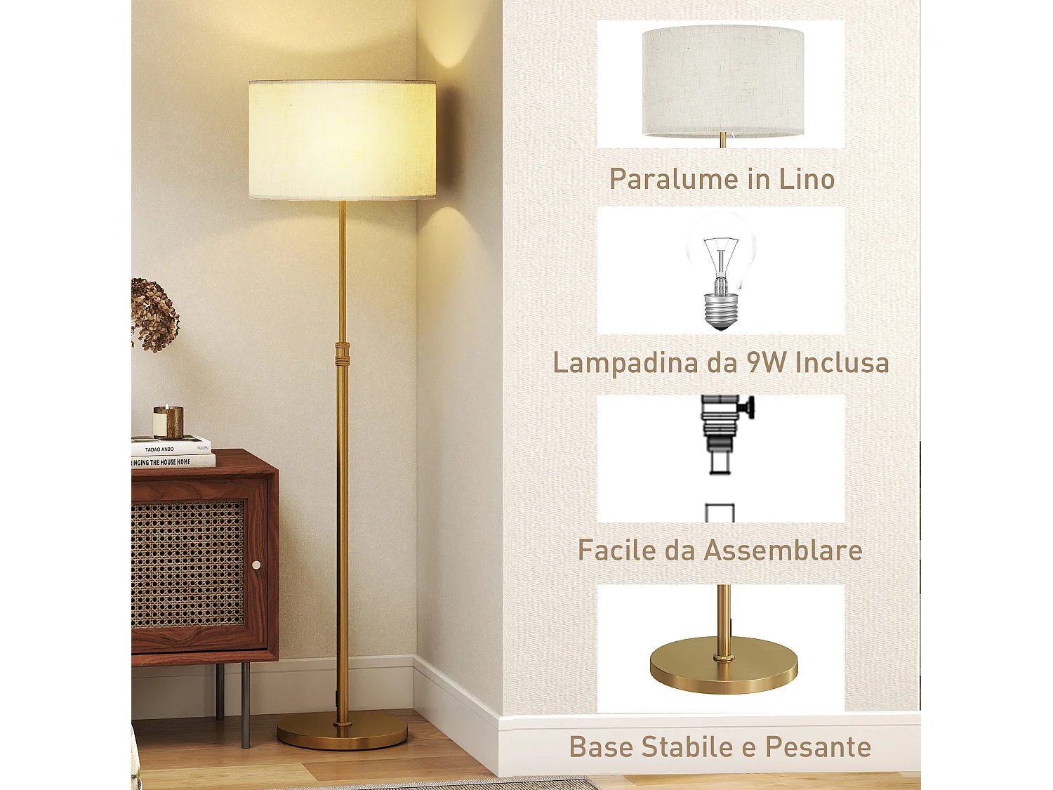 lampada da terra con telecomando e luminosità regolabile 3000k-6000k