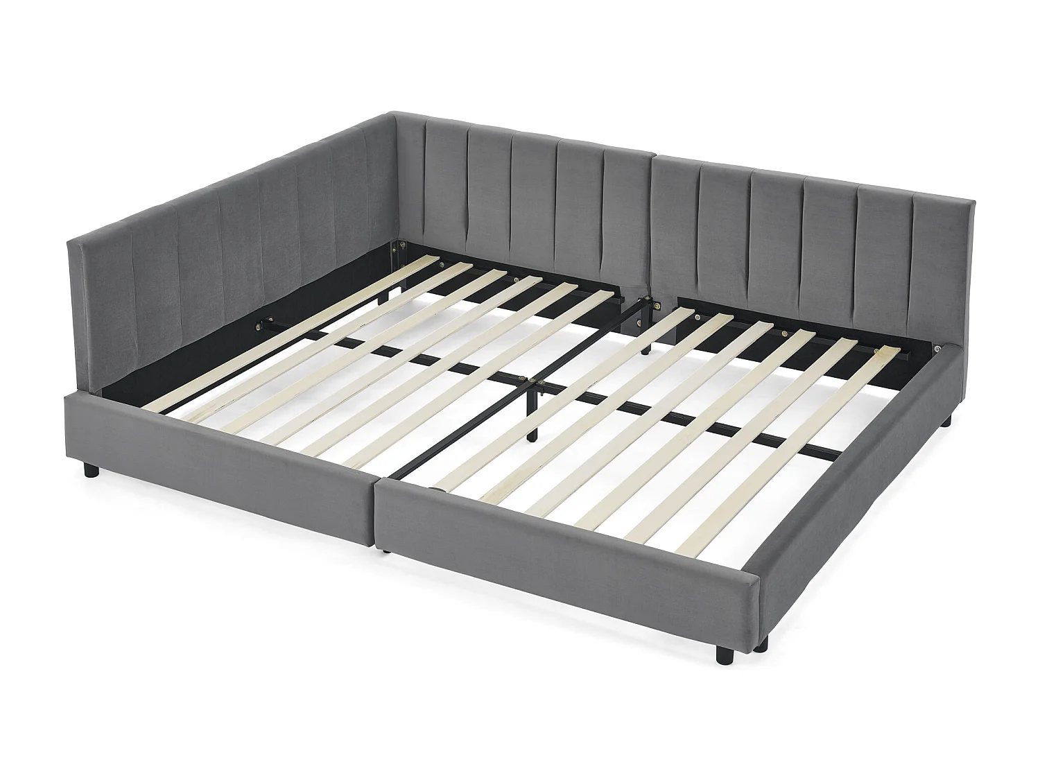 Lit double 160×200 cm en velours doux, haute tête de lit, idéal pour chambre familiale ou appartement spacieux, pour couples et familles – Dark Gray