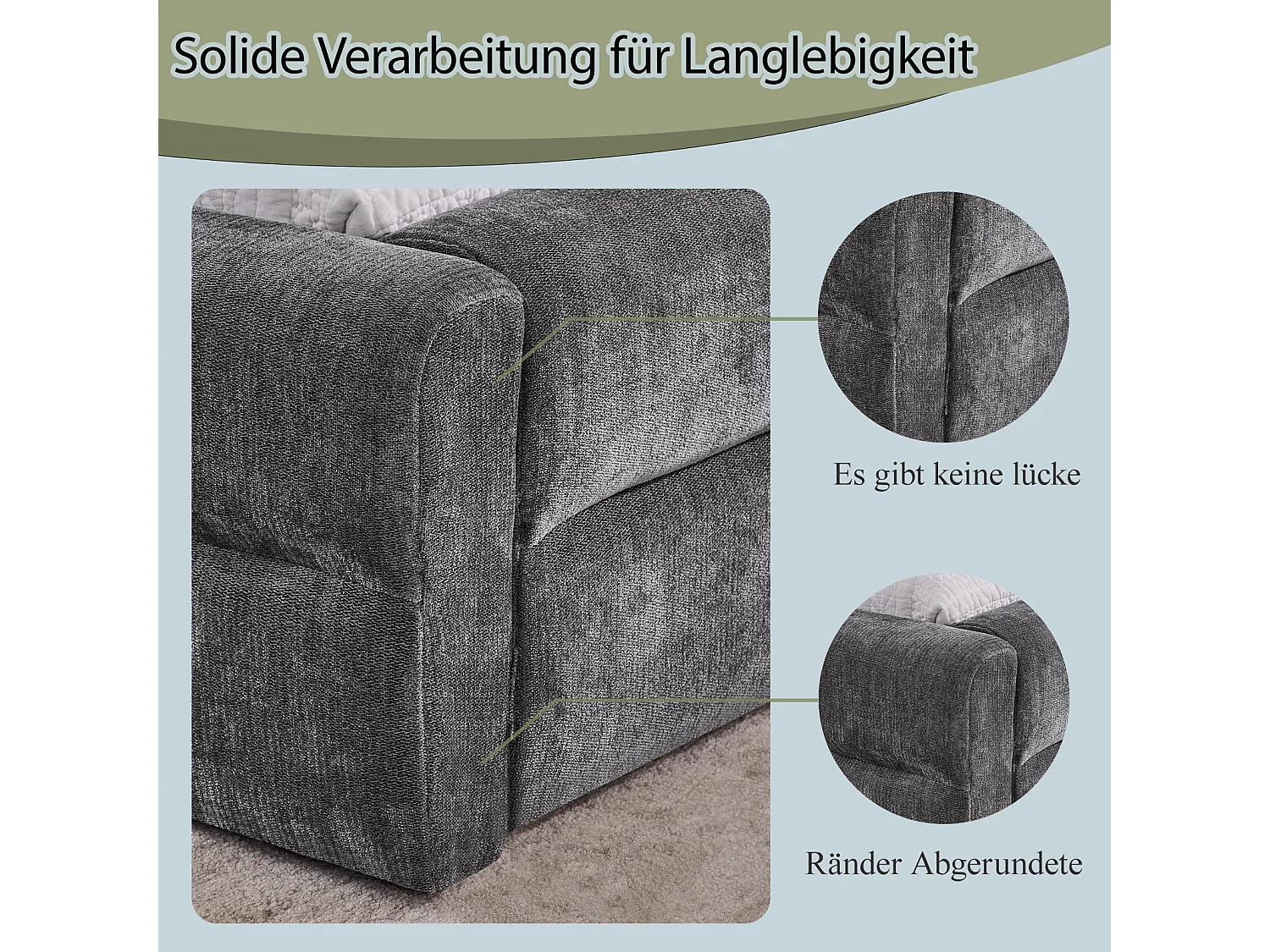 Doppelbett 160×200 cm mit Chenillebezug, komfortablem Kopfteil, robustem Eukalyptus- und Metallrahmen, einfache Montage – Dunkelgrau