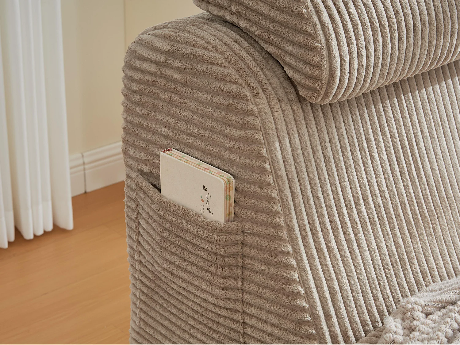 Chaise Longue en Corde Côtelée - Confort Ergonomique - Coussin Amovible 2-en-1 - Support 200kg - Idéale Salon & Bureau