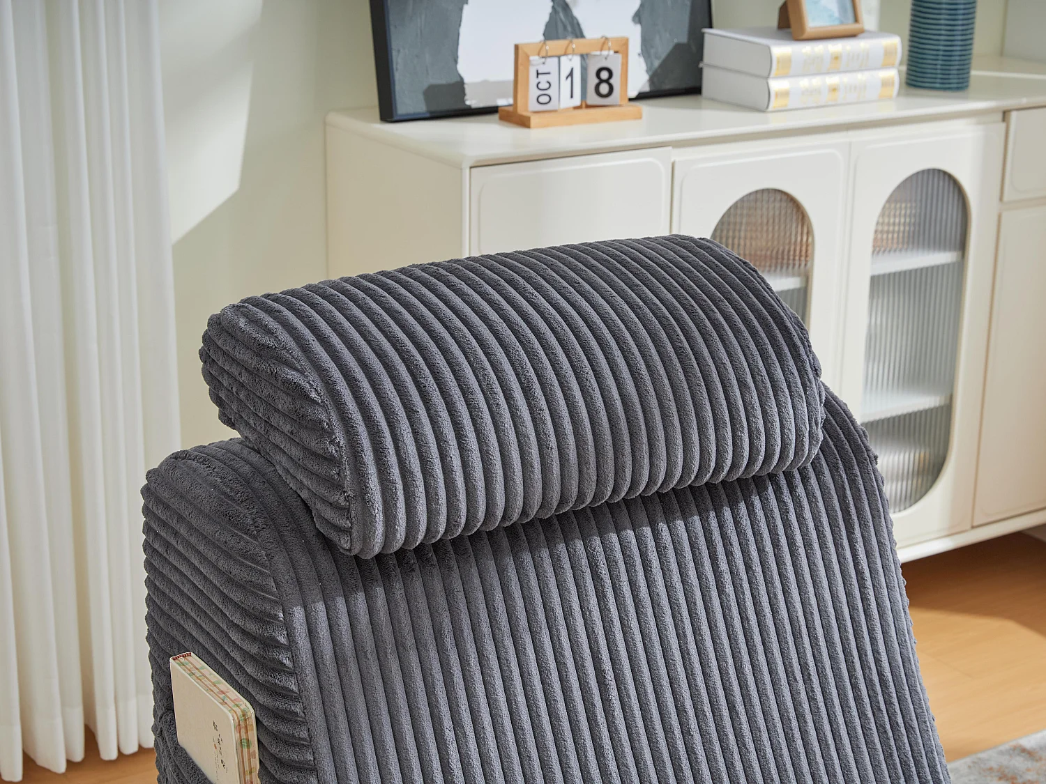 Chaise Longue en Corde Côtelée - Confort Ergonomique - Coussin Amovible 2-en-1 - Support 200kg - Idéale Salon & Bureau