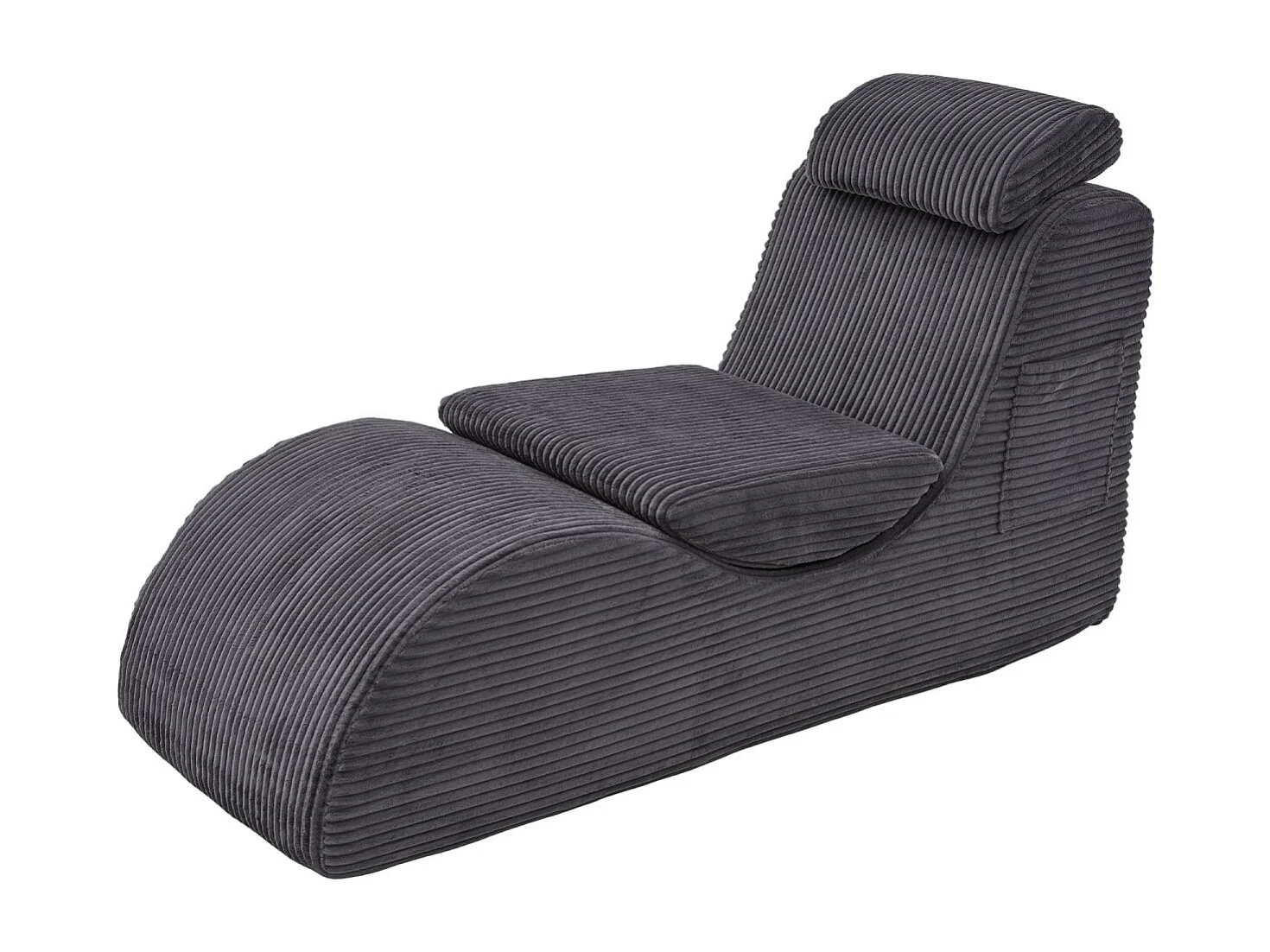 Chaise Longue en Corde Côtelée - Confort Ergonomique - Coussin Amovible 2-en-1 - Support 200kg - Idéale Salon & Bureau