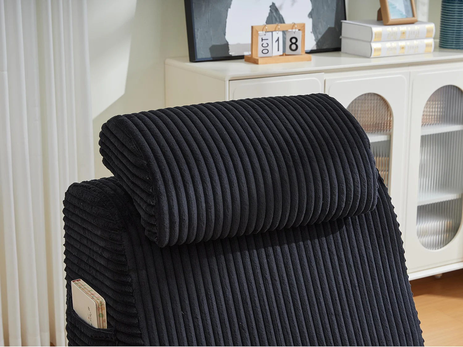 Chaise Longue en Corde Côtelée - Confort Ergonomique - Coussin Amovible 2-en-1 - Support 200kg - Idéale Salon & Bureau