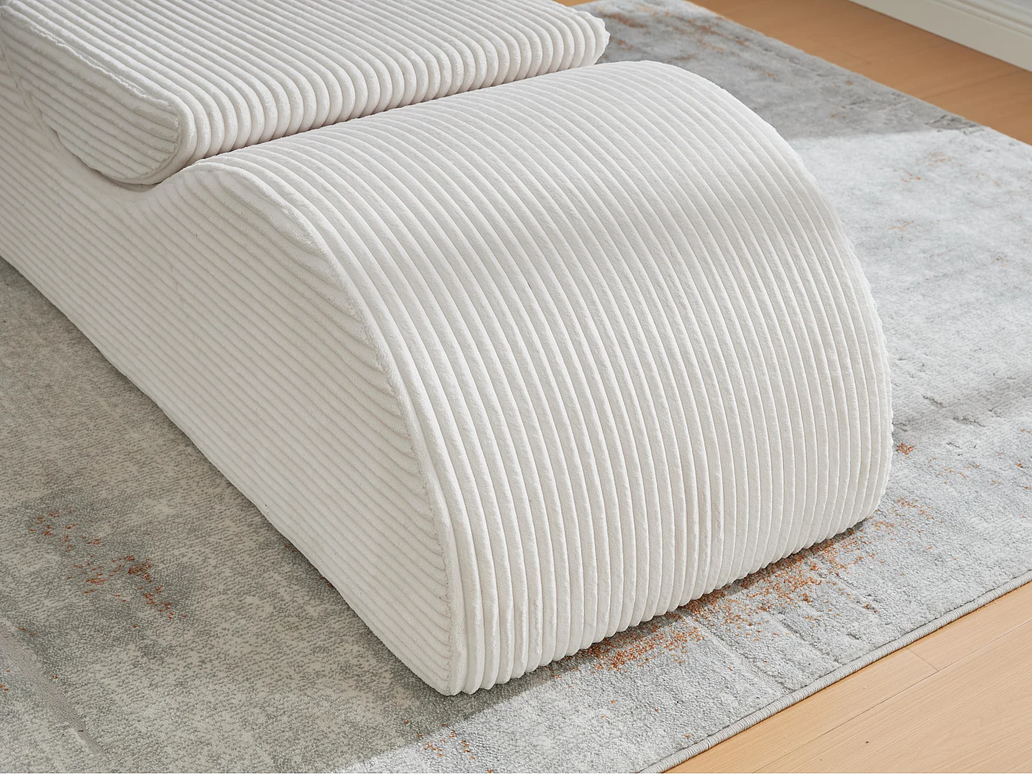 Chaise Longue en Corde Côtelée - Confort Ergonomique - Coussin Amovible 2-en-1 - Support 200kg - Beige - Idéale Salon & Bureau