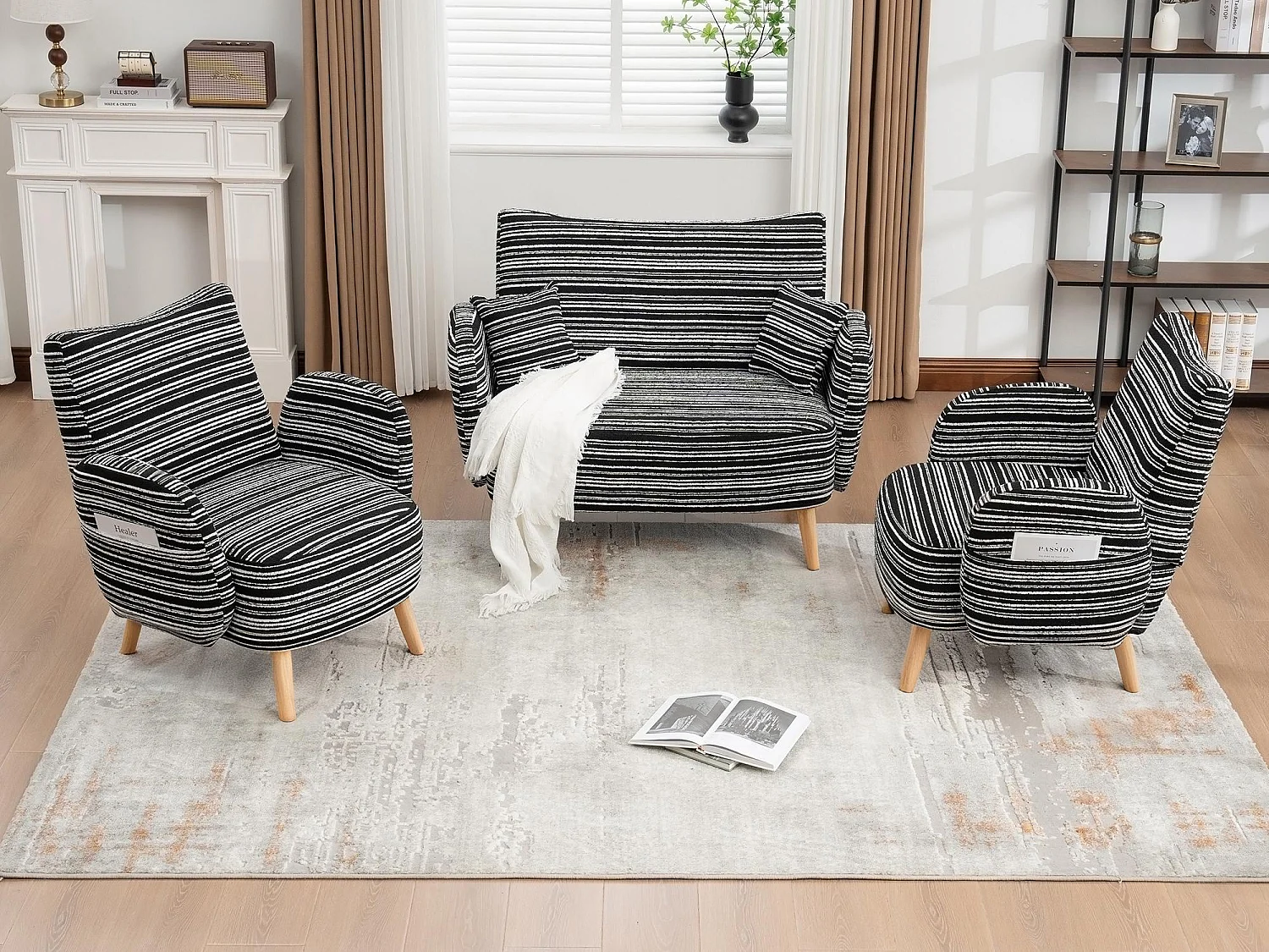 Linea 2.0 - Petit Canapé 2 Places 121cm Large - Extrêmement Robuste 250kg, Tissu Bouclé avec Poches - Parfait pour les Petits Espaces et Toutes les Pièces