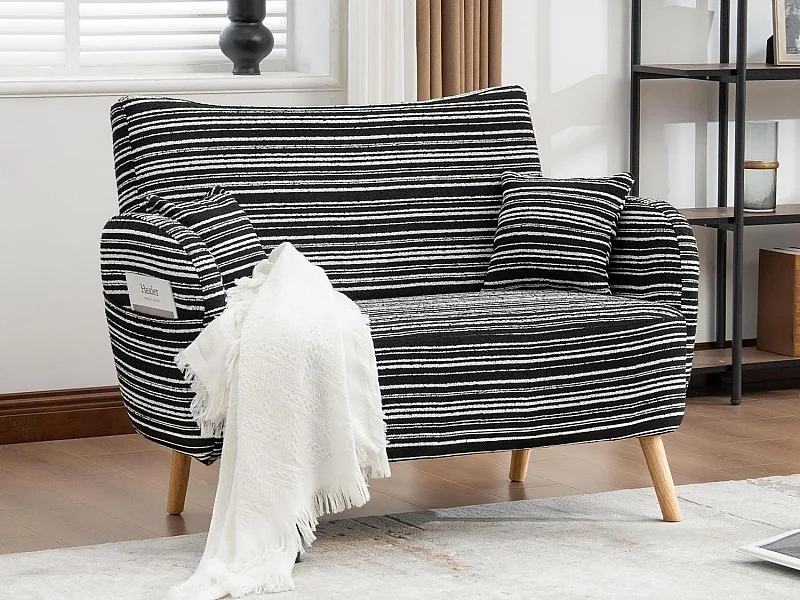 Linea 2.0 Compact 2-Zitsbank 121 cm – Zeer Robuust 250 kg, Bouclé Stof met Opbergzakjes – Perfect voor Kleine Ruimtes en Alle Kamers