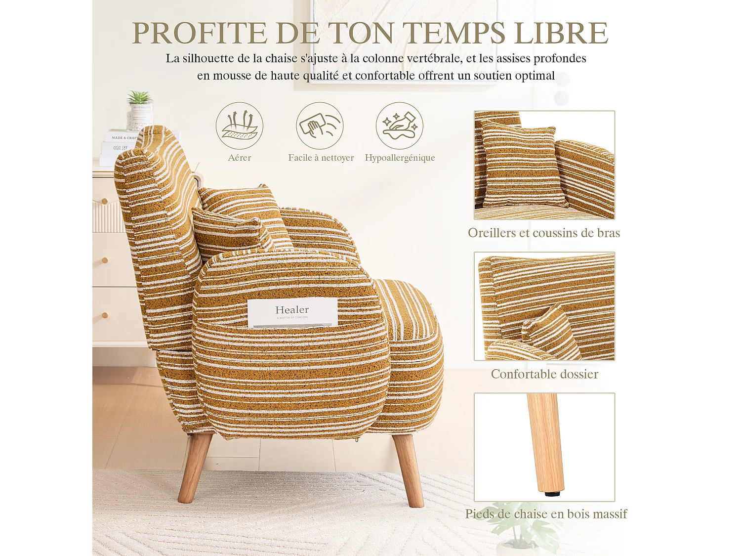 Linea 2.0 - Petit Canapé 2 Places Jaune - Extrêmement Robuste 250kg, Tissu Bouclé avec Poches - Parfait pour les Petits Espaces et Toutes les Pièces