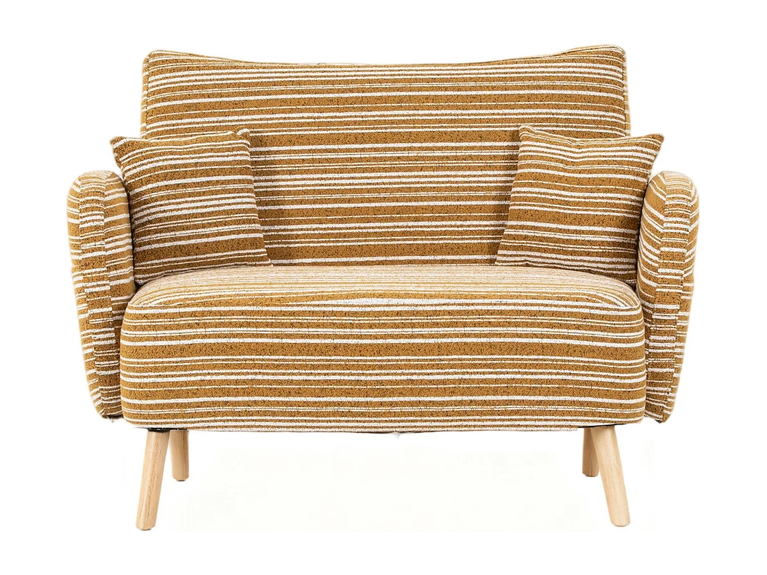 Linea 2.0 - Petit Canapé 2 Places Jaune - Extrêmement Robuste 250kg, Tissu Bouclé avec Poches - Parfait pour les Petits Espaces et Toutes les Pièces