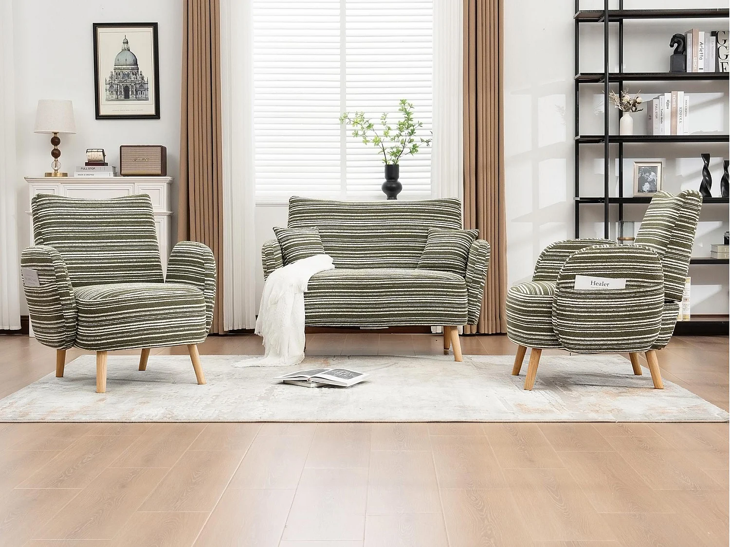 Linea 2.0 - Petit Canapé 2 Places 121cm Large - Extrêmement Robuste 250kg, Tissu Bouclé avec Poches - Parfait pour les Petits Espaces et Toutes les Pièces