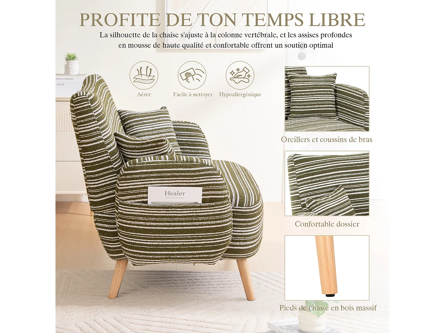 Linea 2.0 - Petit Canapé 2 Places 121cm Large - Extrêmement Robuste 250kg, Tissu Bouclé avec Poches - Parfait pour les Petits Espaces et Toutes les Pièces