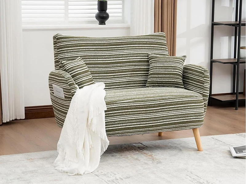 Linea 2.0 Compact 2-Zitsbank 121 cm – Zeer Robuust 250 kg, Bouclé Stof met Opbergzakjes – Perfect voor Kleine Ruimtes en Alle Kamers