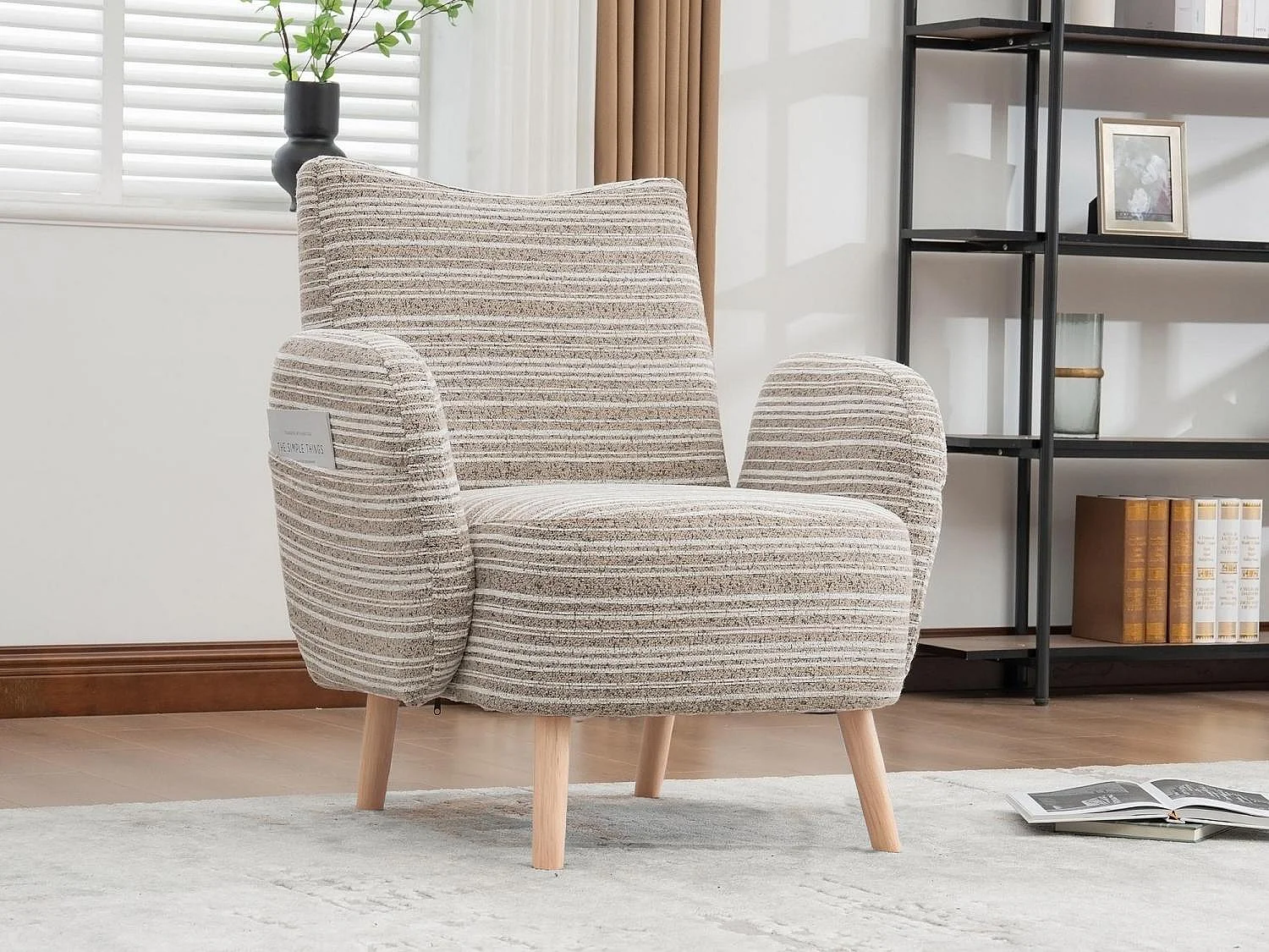 Linea 1.0 - Relaxfauteuil Bouclé met Armleuningen en Zakjes - Ergonomisch Comfort - Voor het Decoreren van Elke Kamer