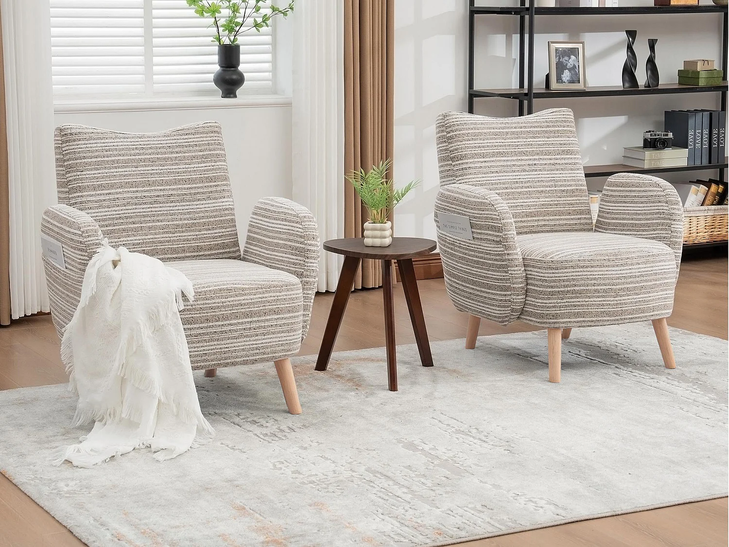 Linea 1.0 - Relaxfauteuil Bouclé met Armleuningen en Zakjes - Ergonomisch Comfort - Voor het Decoreren van Elke Kamer